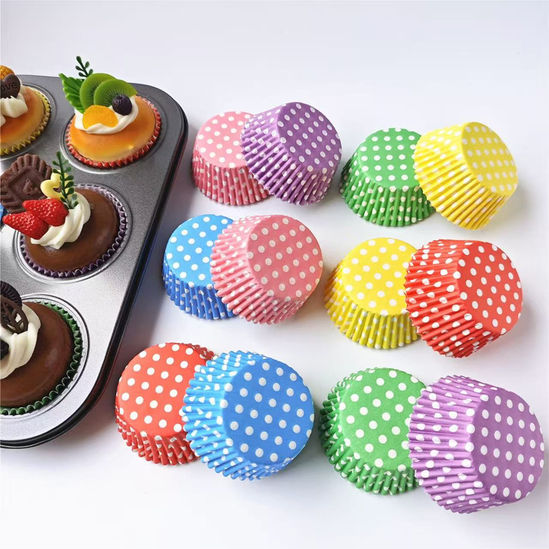 Kitchen Baking Paper - 100Pcs Polka Dot Cake Paper Liners,