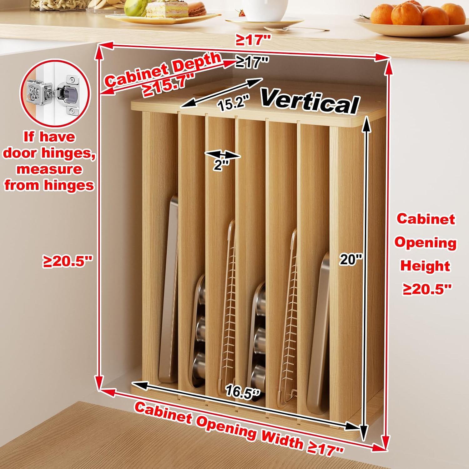 Wooden Bakeware Tray Divider O - đánh giá và giá Kitchen Cabinet Baking Sheet Organizer