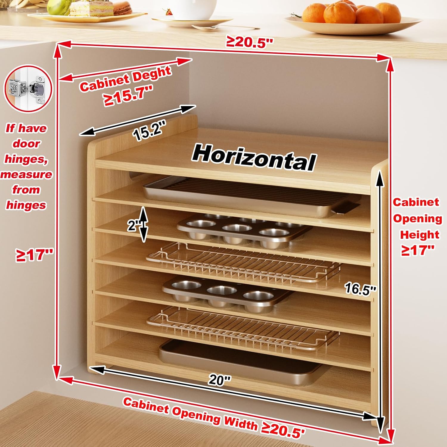 Wooden Bakeware Tray Divider O - đánh giá và giá Kitchen Cabinet Baking Sheet Organizer