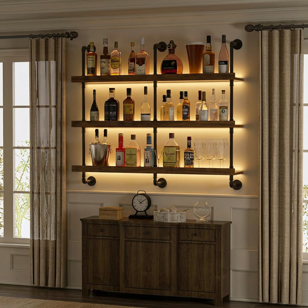 Wall Mounted Wine Rack With LE - đánh giá và giá Kitchen Zo