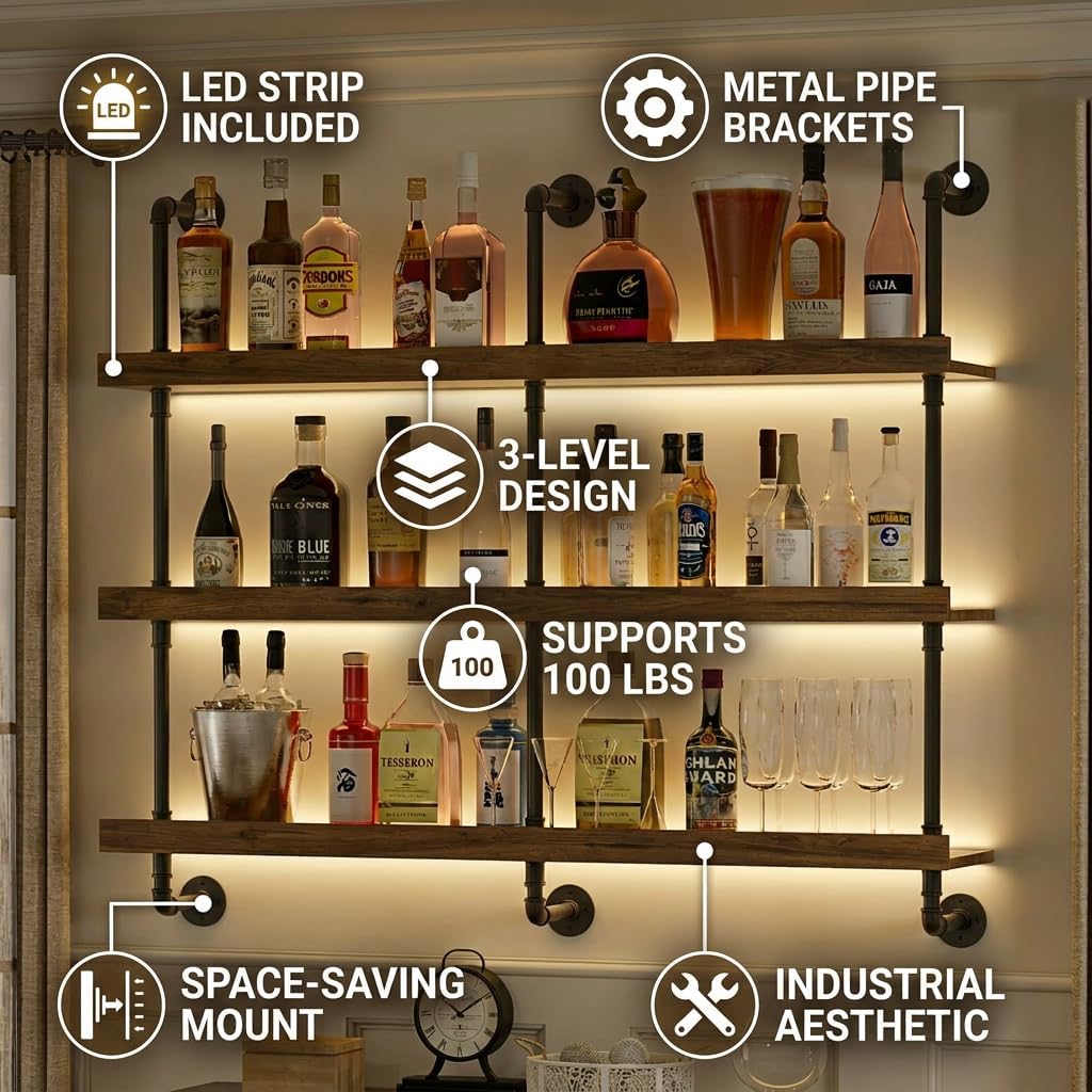 Wall Mounted Wine Rack With LE - đánh giá và giá Kitchen Zo